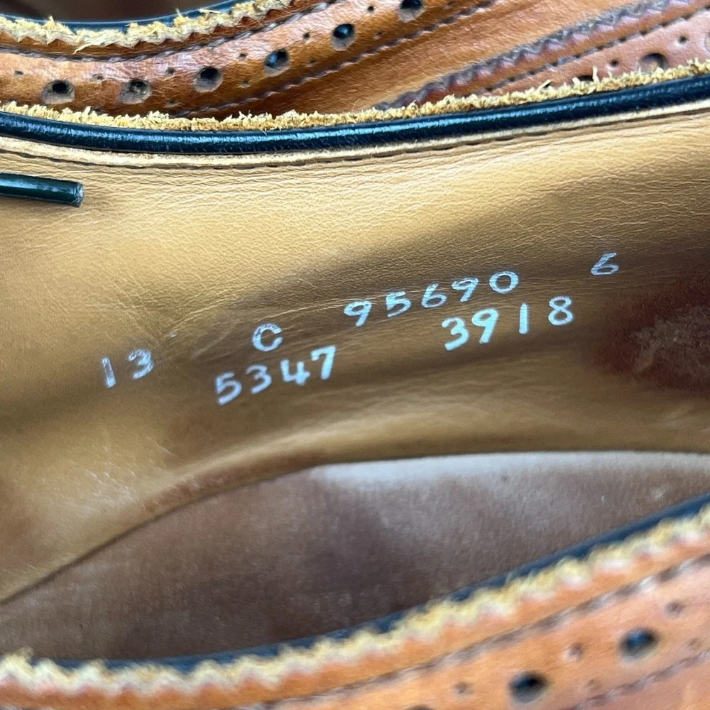 Allen Edmonds Sanford Mens Size 13 C Brown Leather Wingtip Derby Dress Shoe 3918